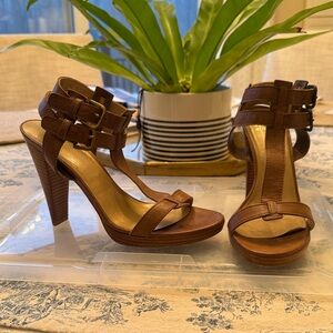Stuart Weitzman Brown Strappy Heels